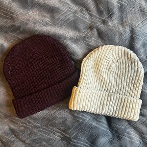 Forever 21 Beanies - Burgundy & Cream/Beige